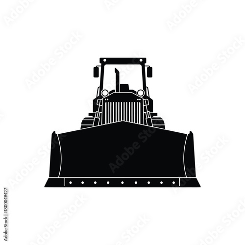 Bulldozer Silhouette construction heavy equipment machine vehicle black white tractor crawler earthmoving engineering industrial