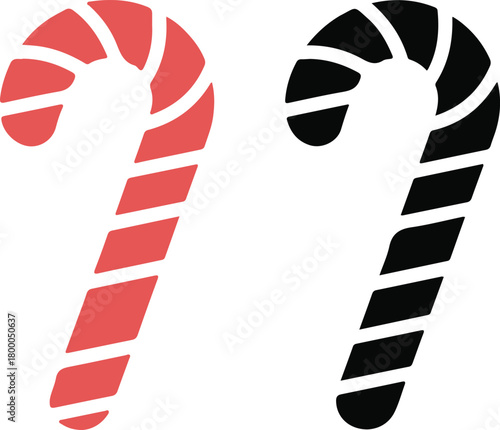 Christmas peppermint candy cane with stripes flat icon for apps and websites
