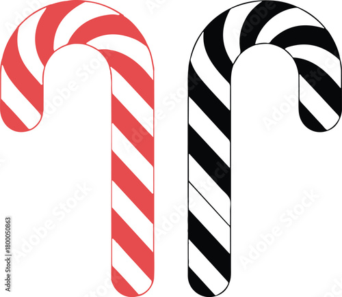 Christmas peppermint candy cane with stripes flat icon for apps and websites