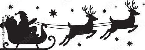 Christmas Santa claus with gift silhouette vector illustration isolated on a white background