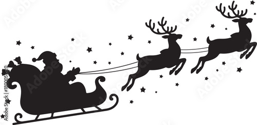 Christmas Santa claus with gift silhouette vector illustration isolated on a white background