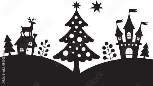 Christmas Santa silhouette black vector