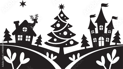Christmas Santa silhouette black vector