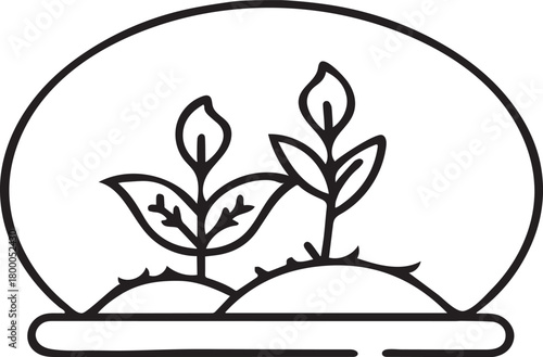 Miniature Glass Globe – Tiny Plant Terrarium Vector.