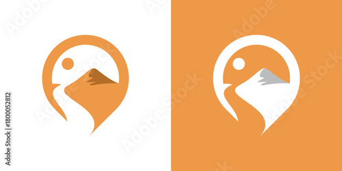 Mountain Pin Location Logo – Dual Meaning Symbol Combining a Map Pin with a Mountain Peak to Represent Exploration and Destination