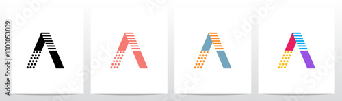 Dots And Horizontal Lines Divided Letters Initial Logo Design A