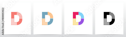 Dots And Horizontal Lines Divided Letters Initial Logo Design D
