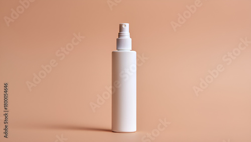 Elegant White Spray Bottle Mockup on Neutral Background Minimalist Design, Generative AI