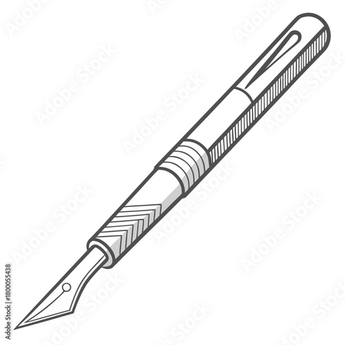 Illustration of a fountain pen isolated on in black and white