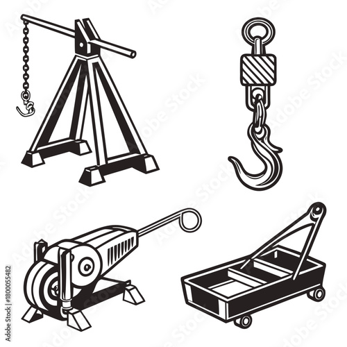 Collection of car repair equipment isolated on
