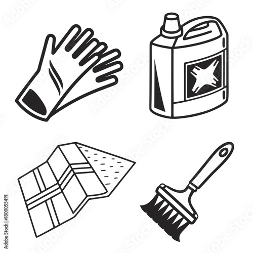 Collection of car painting equipment isolated on