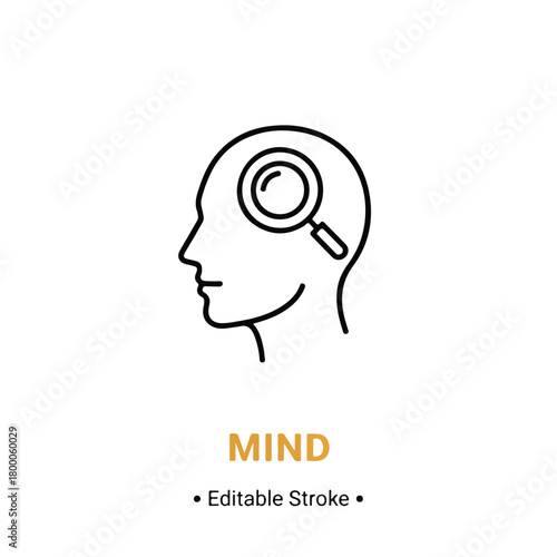 Mind search analysis icon line, human thought - Blue icon vector - Vector icon symbol for website - Icon vector