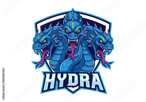 Fierce blue hydra gaming logo design - Gaming logo - Gaming Mascot - esport mascot vector illustration