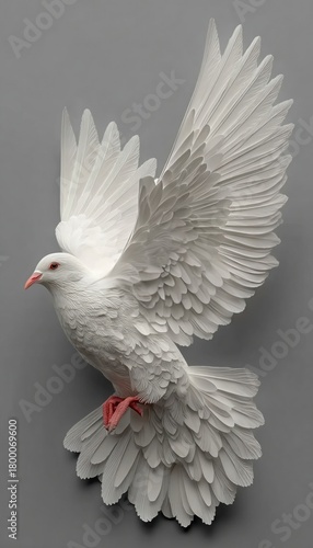 White dove in minimal paper cut style