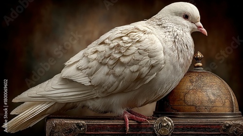 White dove on globe symbolizing harmony