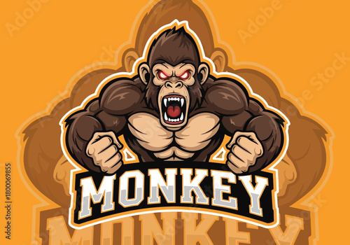 Aggressive gorilla gaming logo with bold monkey text - Gaming logo - Gaming Mascot - esport mascot vector illustration