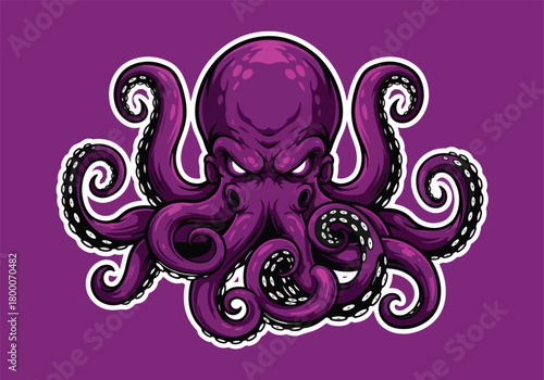 Mysterious purple octopus gaming logo design - Gaming logo - Gaming Mascot - esport mascot vector illustration