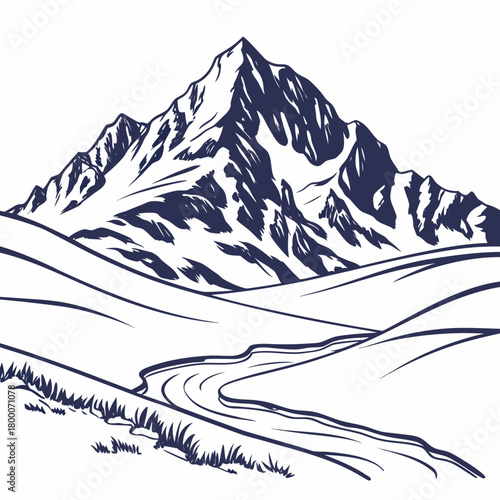 Scenic mountain landscape with winding river