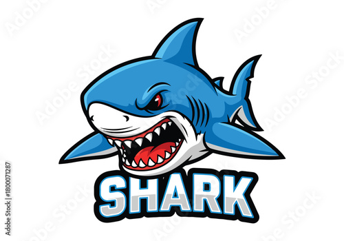 Aggressive blue shark gaming logo with "shark" text - Gaming logo - Gaming Mascot - esport mascot vector illustration