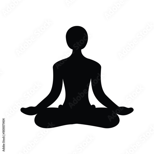 Silhouette of a person in lotus position, yoga, meditation and mindfulness