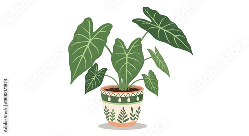 A pixel art illustration of a large leafy plant in a decorative pot.