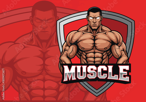 Powerful muscular man logo for gaming and fitness brands - Gaming logo - Gaming Mascot - esport mascot vector illustration