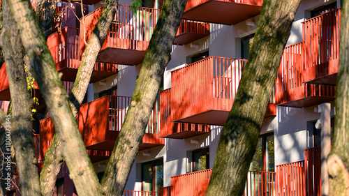 Tableau sur toile European residential architecture harmonizing with nature