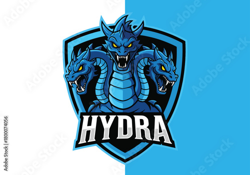 Fierce blue hydra gaming logo with sharp edges - Gaming logo - Gaming Mascot - esport mascot vector illustration