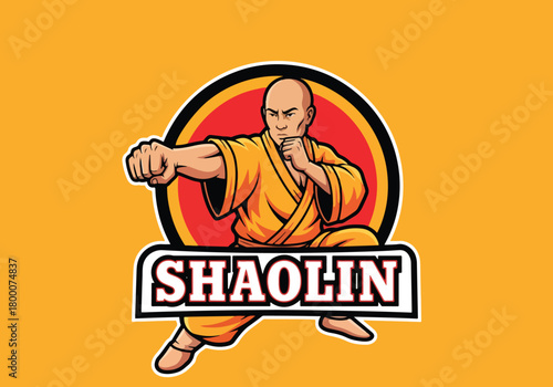 Dynamic shaolin monk martial arts gaming logo - Gaming logo - Gaming Mascot - esport mascot vector illustration