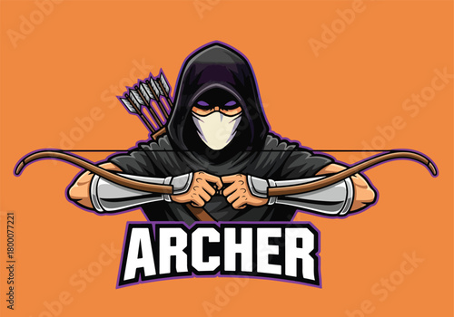 Gaming archer logo with bow and arrows artwork - Gaming logo - Gaming Mascot - esport mascot vector illustration