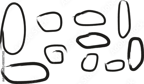Brush oval highlight shapes isolated on transparent background
