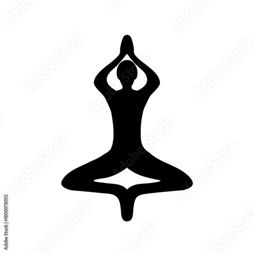 Silhouette of person doing yoga pose, meditation, relaxation and mindfulness practice