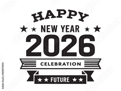 Happy New Year 2026 Celebration Festive Banner with Stars and Modern Design Wishing Everyone a Joyful and Prosperous Year Ahead