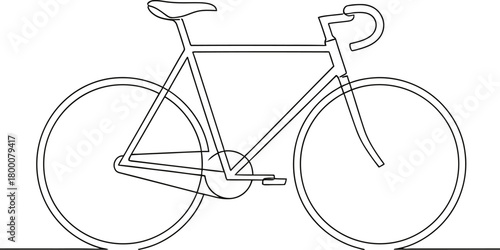 Fixed gear bicycle outline drawing simple black line art illustrating urban cycling and healthy lifestyle sport activity transportation