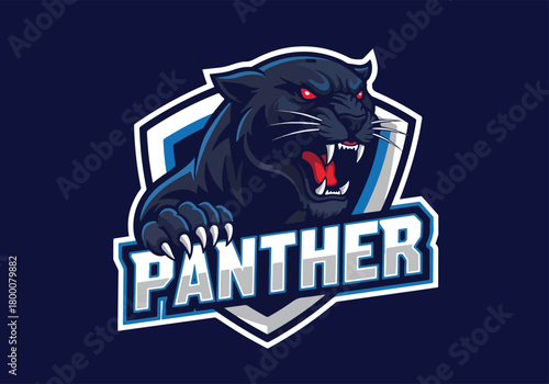 Ferocious panther gaming logo with sharp teeth design - Gaming logo - Gaming Mascot - esport mascot vector illustration