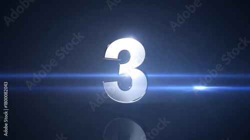 Metallic 3d number four with reflective surface on neutral backdrop