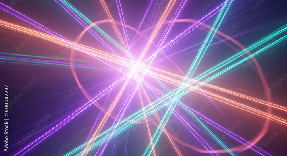 Obraz premium Abstract light energy beams radiating from central glow