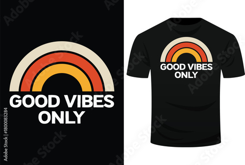 Vintage Retro Good Vibes Only Rainbow Svg Design