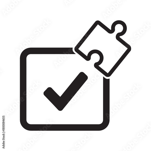 Task completion and integration, successful problem solving icon