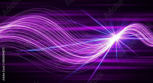 Purple light lines streaming creating energy wave abstract