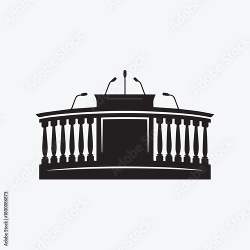 Parliament Podium Silhouette Vector Icon