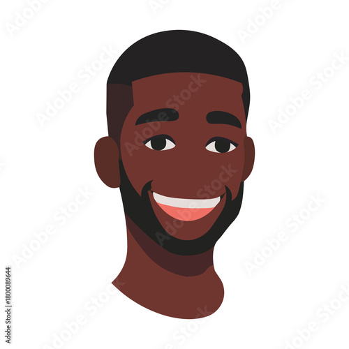 Smiling Black Man Flat Illustration Portrait