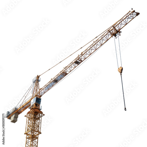 Tower crane construction machine isolated on transparent background
