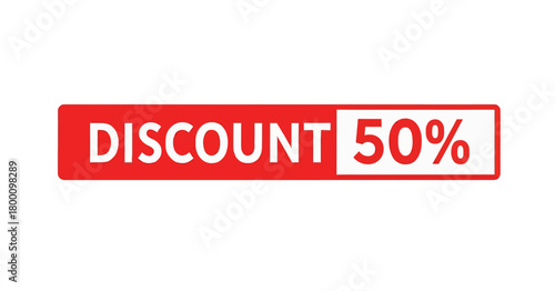 Red Discount Banner with 50% Off Offer for Sales Promotions