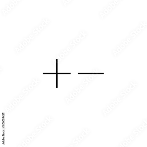 Simple black plus and minus signs on a clean white background representing mathematical operations and contrasting concepts