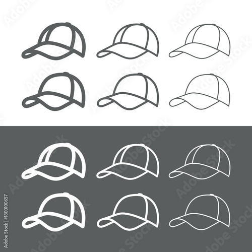 Baseball cap icon. A clothing accessory with a visor. Popular sports headwear. An attribute of a baseball player, athlete, or sportswear.