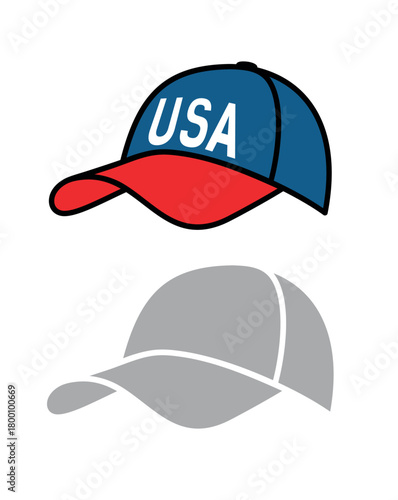Baseball cap icon. A clothing accessory with a visor. Popular sports headwear. An attribute of a baseball player, athlete, or sportswear.