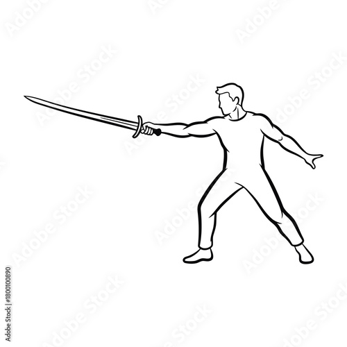 A man is holding a sword isolated on