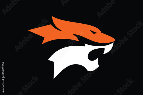 Stylized Wildcat Head Logo in Orange and White on Black Background