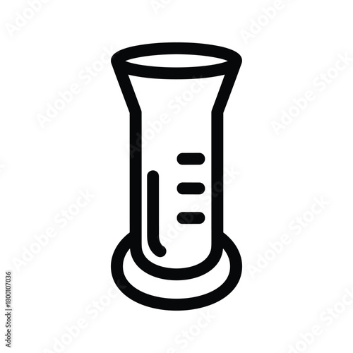 Simple black line drawing of a graduated cylinder, isolated on
